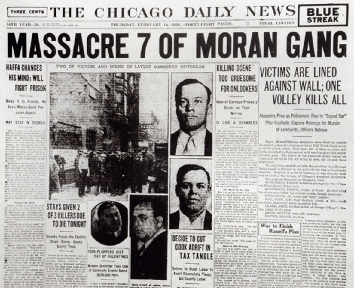 st valentine's day massacre in 1929 - Three Cents The Chicago Daily News Blue 4TH Year Thursday, February 19FortyEight Pages Final Ention Streak Massacre 7 Of Moran Gang Haffa Changes His Mind Will Fight Prison Sm Bon Pre Way Stay Cource Two Of Victims An